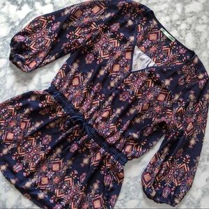 Maurices Aztec Print Navy Blue Tunic Blouse